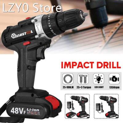 48VF 3 in 1 Cordless Impact Drill Wireless Electric Screwdri