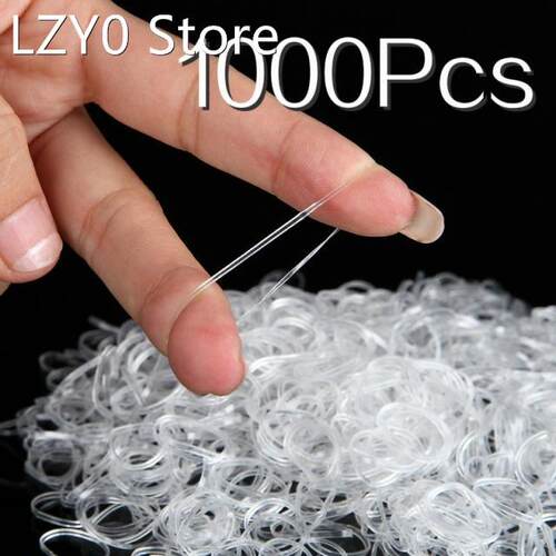 1000pcs/pack Transparent Hair Elastic Rope Rubber Band for W