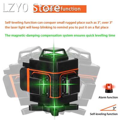 KKmoon Multifunctional 16 Lines 4D Level Tool Vertical Horiz