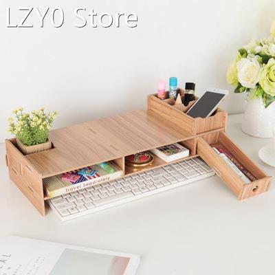 Wooden LCD Desktop PC Monitor Riser Organizer Household Stan