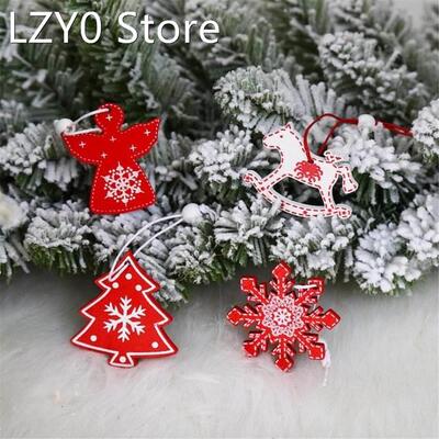 12PCS/Box Vintage Snowflake Christmas Wooden Pendants Orname