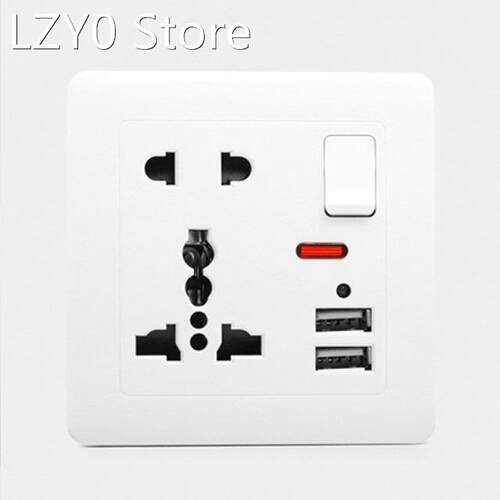 Wall power socket Double usb Universal five Hole Switch cont