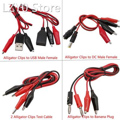 Alligator Cilps to USB/Banana Plug Test Cable Lead Jumper Wi