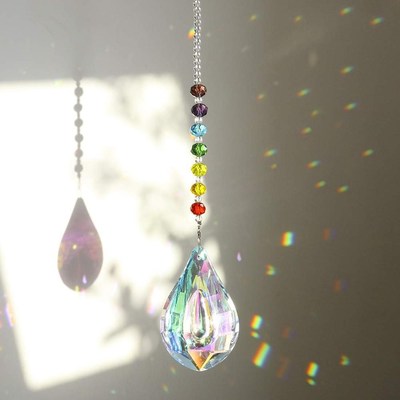 HD Chakra Crystal Suncatcher with 76mm AB Gourd Prism Drops