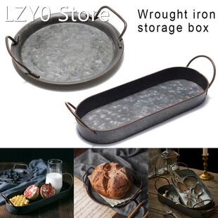 Vintage Style Metal Serving Tray Basket French Country Dishe