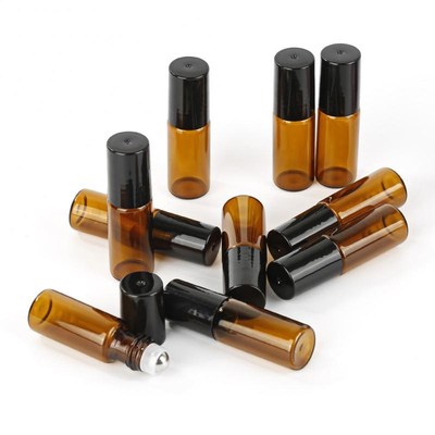 10pc  3/5ml Brown Roll on Glass Bottles Essential Oil bottl
