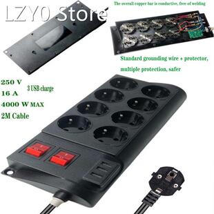 Power Strip 8 Outlets 3 USB Charging Ports 4000W Power Strip