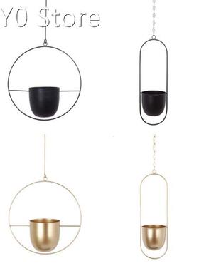Geometric Iron Hanging Planter Vase Simple Design Plant Pot
