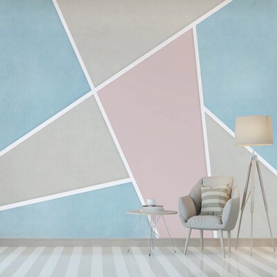 Custom modern minimalist 3D geometric color mosaic sandstone