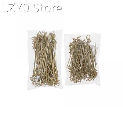 100Pcs Disposable Bamboo Tie Knotted Skewers Twisted Ends Co