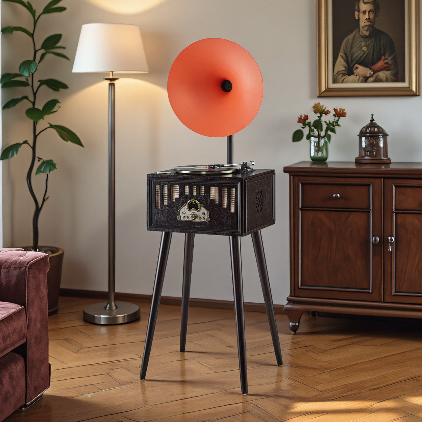 圣利纳黑胶唱片机音响客厅复古摆件蓝牙实木音箱留声机音乐播放器,影音电器,黑胶唱片机,淘宝优惠券,粉丝福利购,淘宝优惠卷