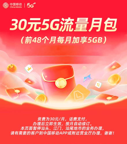 30元5G流量月包