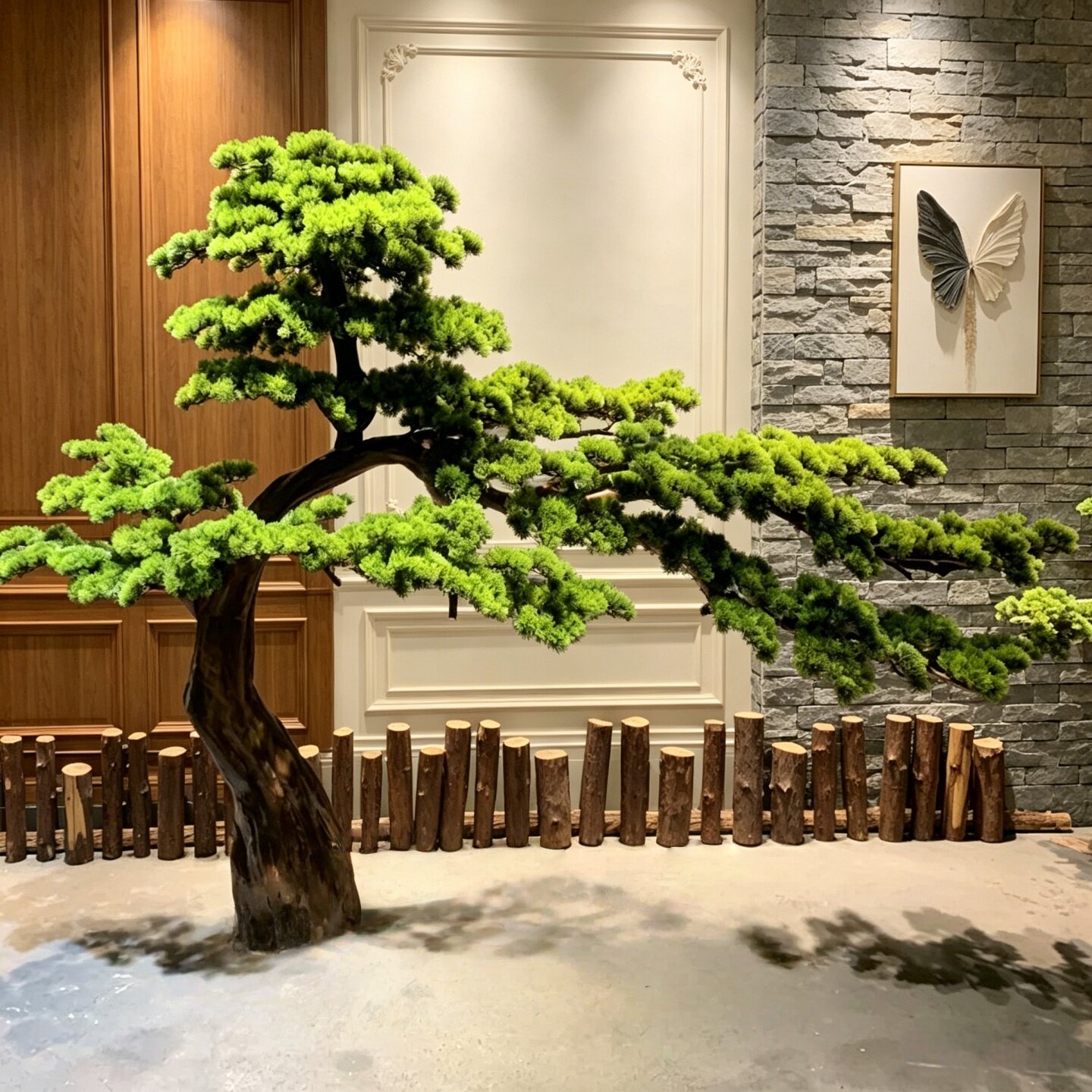 彷真新中式迎客松树彷生罗汉松景观摆件玄关别墅楼梯下造景假松树