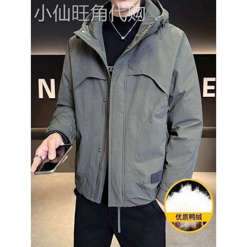 工装羽绒服男士冬季潮流帅气连帽2025新款冲锋衣保暖加厚防寒外套