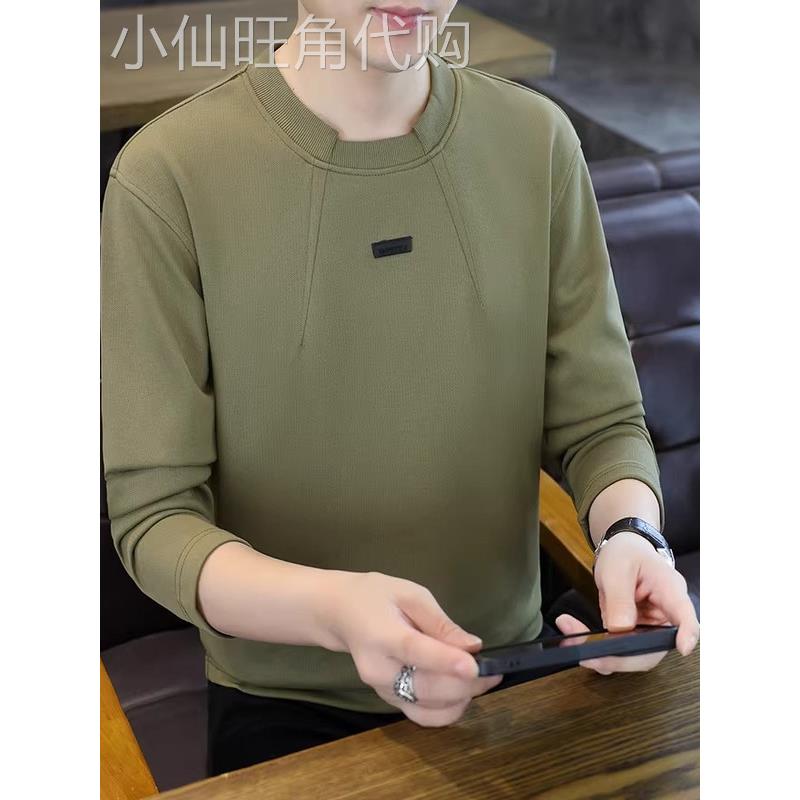 ZaSaFran~设计感卫衣男士扎边工艺长袖T恤潮牌时尚宽松休闲打底衫