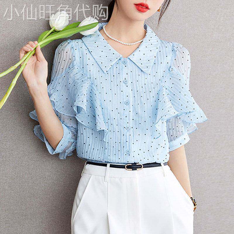 雪纺衬衫女士装夏季2026年新款漂亮气质洋派时尚爆款小衫短袖上衣