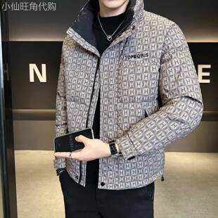 冬季羽绒服男款欧货高端轻薄短款立领加厚休闲百搭高级感字母外套