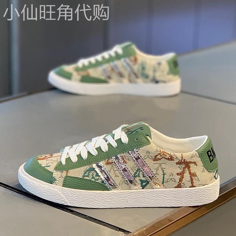 ZaSaFran！秋季潮牌男鞋2026印花布鞋复古三道杠印花软底休闲鞋潮