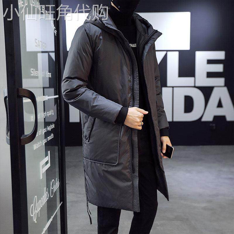 男子羽绒服中长冬季2025新加厚时尚优雅连帽男子白色鸭羽绒服