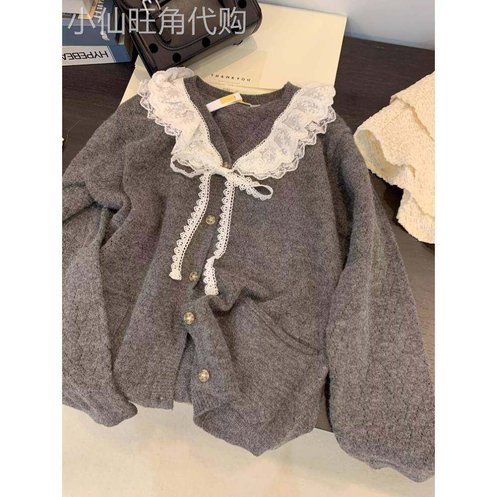 毛衣开衫外套女秋冬2025新款高级感小个子宽松慵懒娃娃领针织上衣