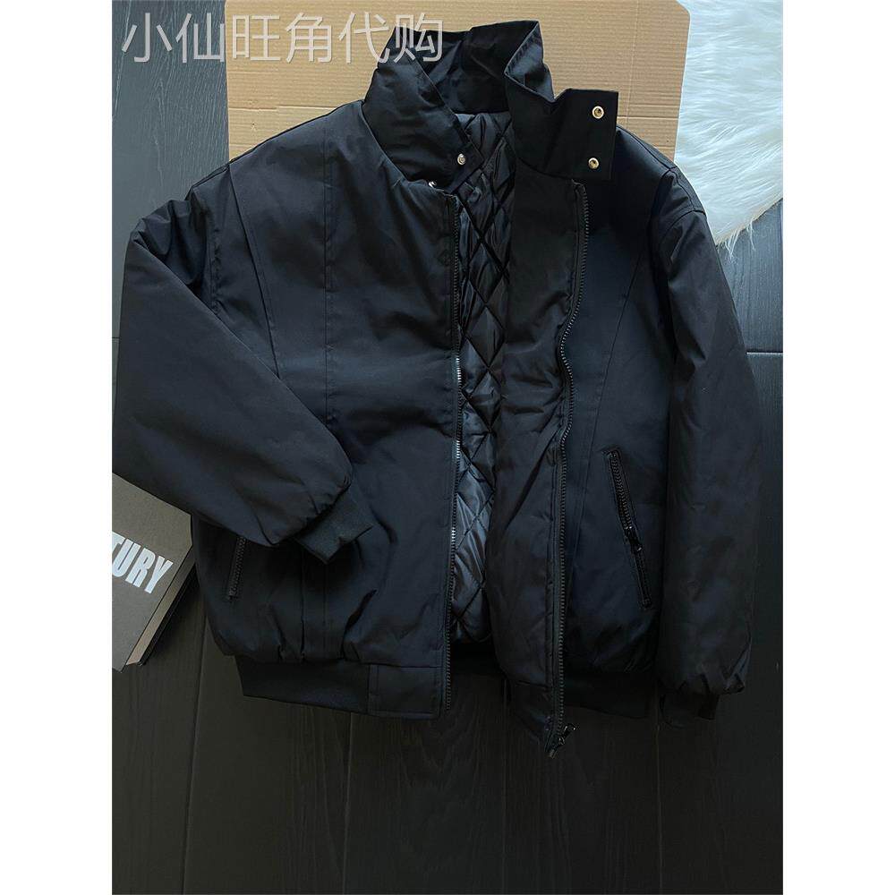 2025轻奢美式棉服外套男款冬季痞帅廓形飞行员夹克休闲立领棒球服