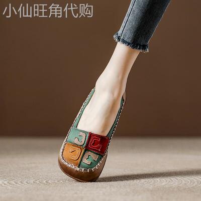 西班牙小众品牌ONGYSL软底浅口真皮单鞋女复古乐福鞋2025新款