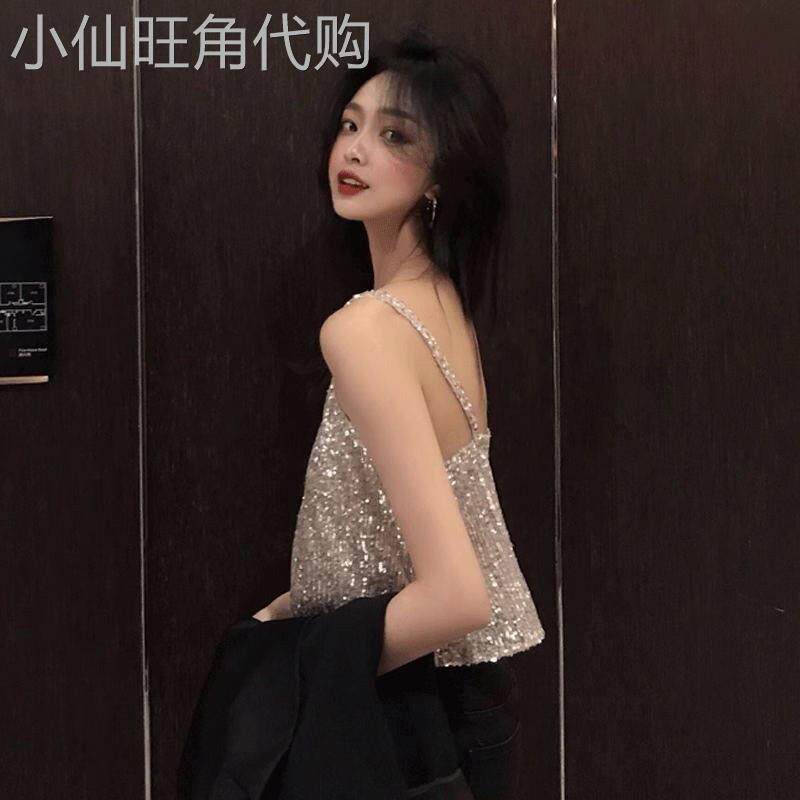 纯欲泫雅风超火蹦迪超闪chic小吊带背心女内搭外穿辣妹上衣ins潮