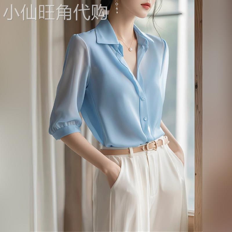 潮牌雪纺衬衫女2026新款夏季轻奢高级设计感法式宽松显瘦衬衣上衣