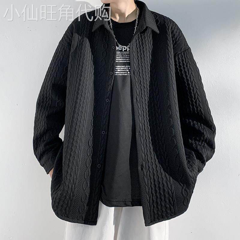 提花夹克男士新潮品牌2025春秋季新款帅气新潮宽松大码夹克男士休