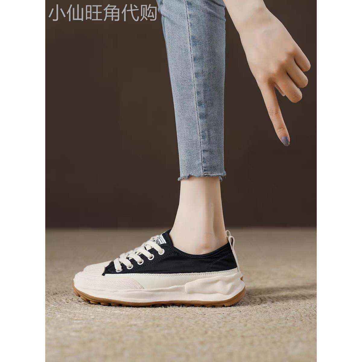 时尚品牌厚底帆布女鞋2025新夏季薄透气运动鞋软底轻质运动休闲鞋