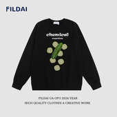 百搭休闲潮流长袖 斐勒满天星美式 小众黄瓜印花圆领卫衣男春季 上衣