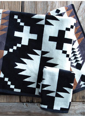 美国Pendleton户外提花复古纯棉毛巾浴巾露营吸水午睡披肩小毯子