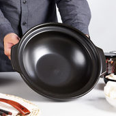 耐高温砂锅干烧不裂酒店饭店专用浅锅浅口大号商用啫啫煲炖锅家用