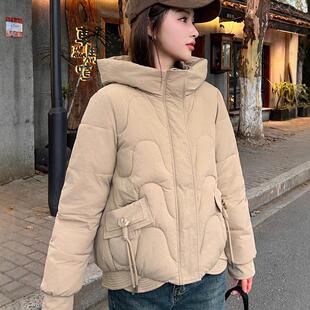 2025冬季新款连帽羽绒棉服女宽松显瘦小个子洋气加厚棉衣棉袄外套