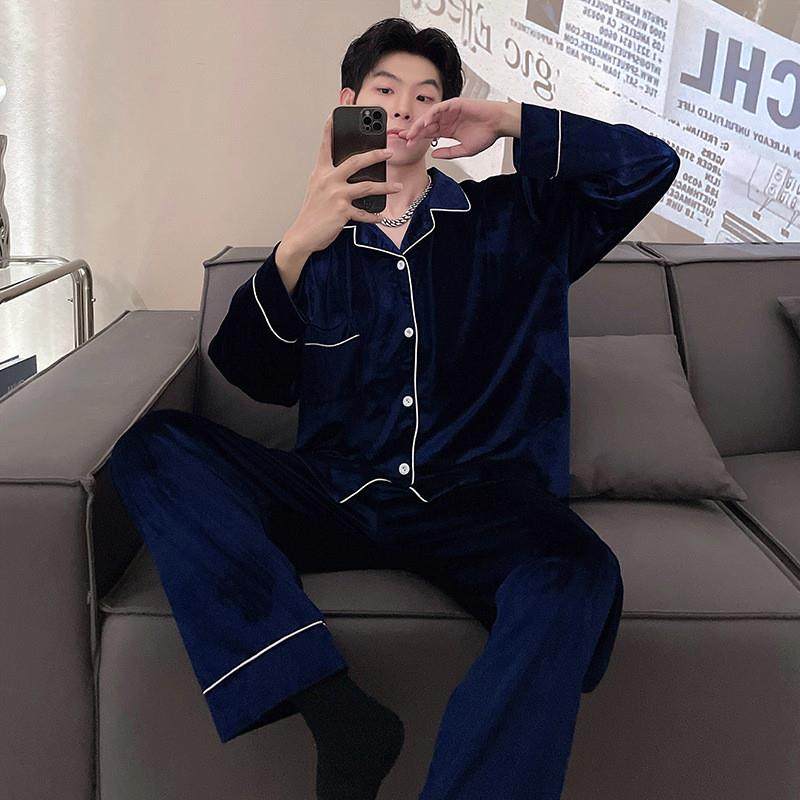 秋冬季男士睡衣金丝绒长袖2025年新款加绒加厚男款套装家居服大码