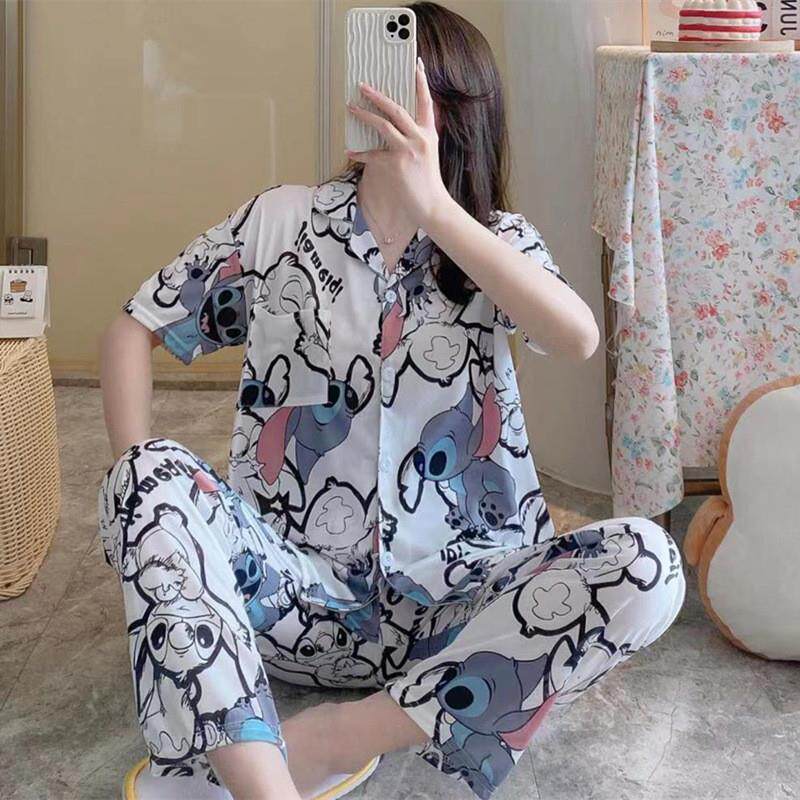 2025夏季ins韩国睡衣女短袖长裤日系外穿韩版网红短长家居服套装