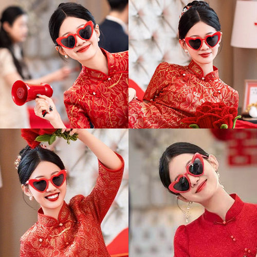 爱心太阳镜心形桃心生日拍照时尚太阳眼镜派对演出墨镜韩版猫眼