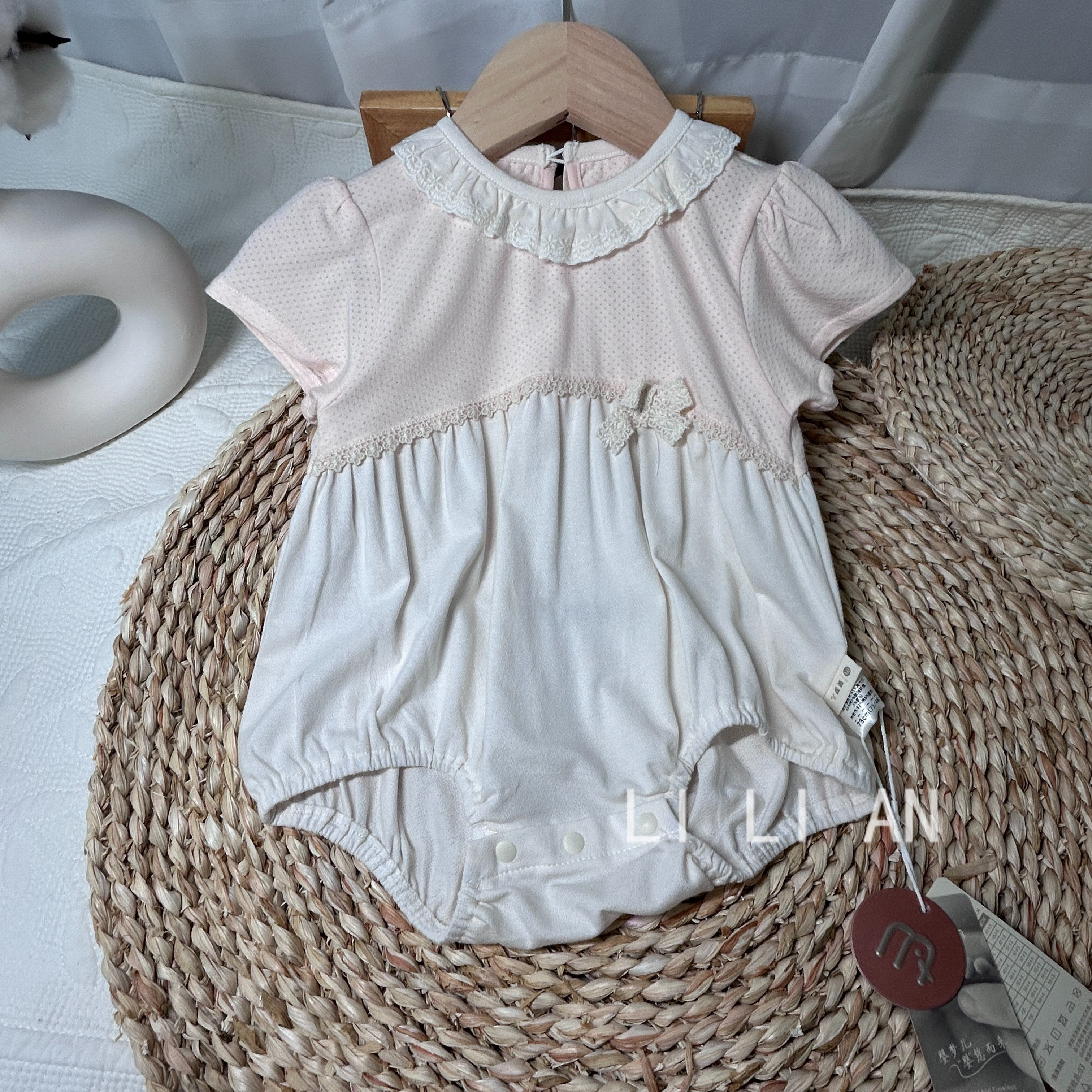 婴梦儿婴儿衣服夏装女宝宝连体衣甜美全棉哈衣女童包屁衣爬服