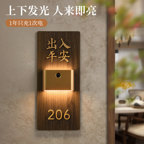旺企印感应灯发光亚克力门牌定制