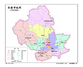 承德市3地图行政区划水系河流湖泊交通地形铁路卫星流域打印定制