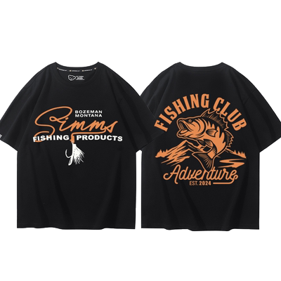 纯棉松垂钓爱好者夏季T恤衫潮