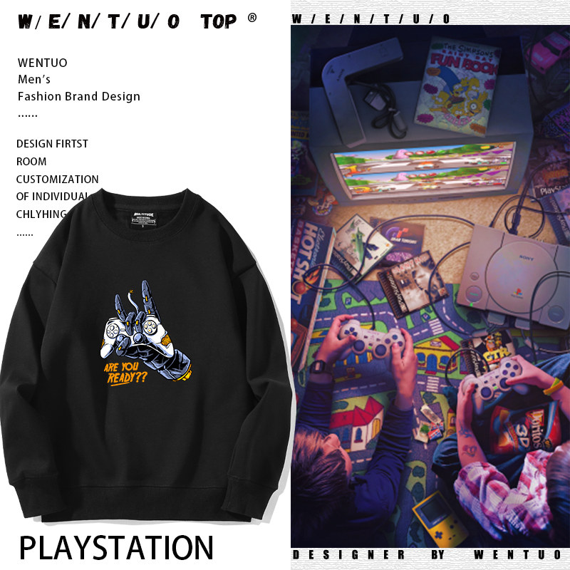 playstation索尼PS游戏机ps4周边圆领卫衣男女宽松长袖情侣装外套