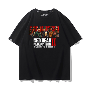荒野大镖客T恤短袖男生荒野大嫖客剽客2二大表哥2游戏周边上衣服