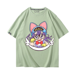 阿拉蕾卡通联名款短袖T恤男女印花港风夏季纯棉休闲穿搭宽松衣服