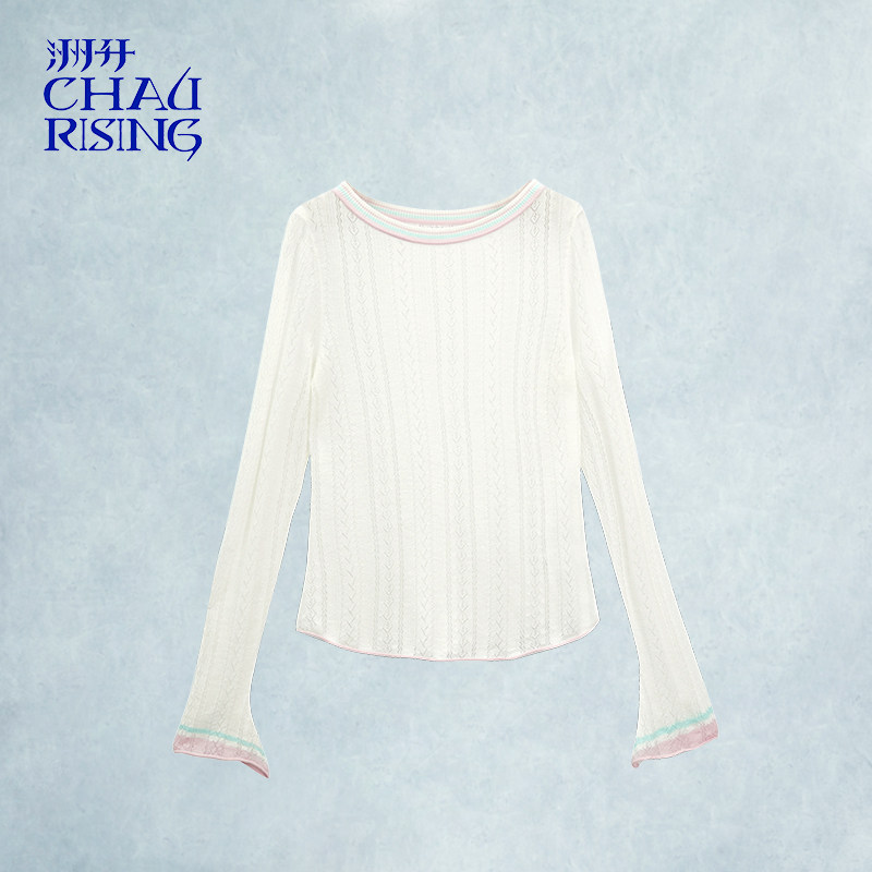洲升/CHAU.RISING2025秋季新款蕾丝镂空精纺羊毛套头针织衫上衣女,女装/女士精品,毛针织衫,淘宝优惠券,粉丝福利购,淘宝优惠卷