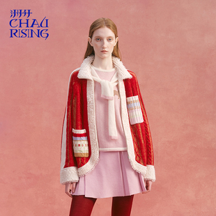 显白厚外套女 25秋冬圈圈领节日羊毛开衫 洲升 圣诞新年胶囊系列