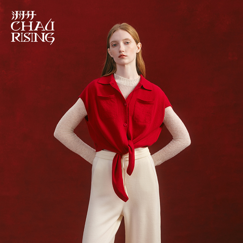 秋冬新款轻商务翻领羊绒马甲