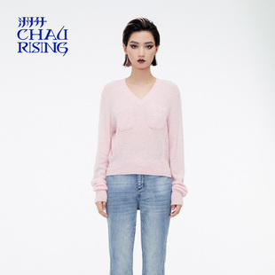 CHAU.RISINGV領(lǐng)山羊絨打底針織衫 洲升 毛衣女彩色多巴胺上衣春秋