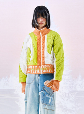 洲升/CHAU.RISING保暖针织拼接羊绒鹅绒羽绒服外套秋冬新品设计师