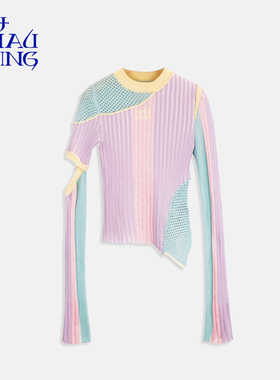 洲升/CHAU.RISING别致修身羊绒女针织打底衫毛衣设计师新款